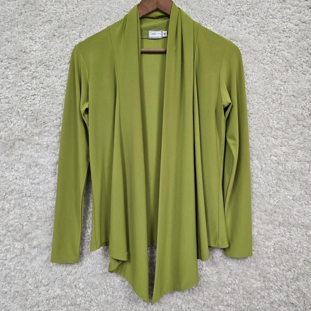Sympli Waterfall Cardigan Womens 4 Green Open Front Drape Lagenlook Minimalist
